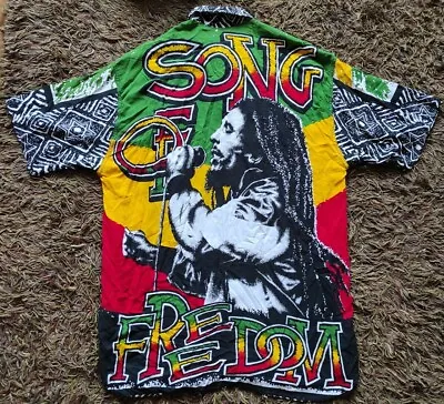 Buy Bob Marley Song Of Freedom All Over Buttoned Shirt XL RARE • 40£