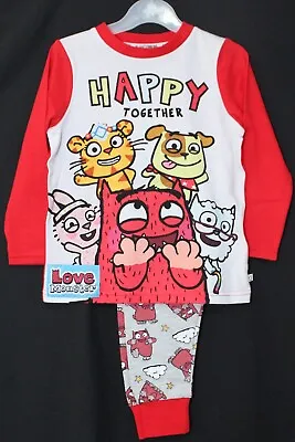 Buy LOVE MONSTER Boys/Girls Pyjamas/ Red & White Unisex PJs Sizes 12 Months-4 Years • 7.95£
