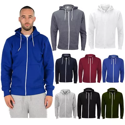 Buy Plain Mens American Fleece Zip UP Hoody Jacket Soft Sweatshirt Hooded Hoodie Top • 11.99£