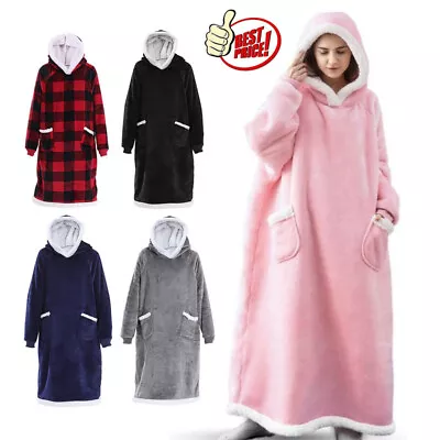 Buy Oversized Hooded Blanket Ultra Soft Fleece Extra Long Hoodie Poncho Kaftan Adult • 16.95£