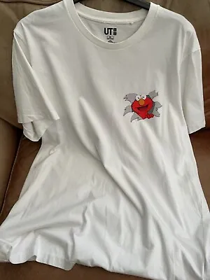 Buy Uniqlo X Kaws X Sesame Street T Shirt X-Large White  Elmo Used • 15£