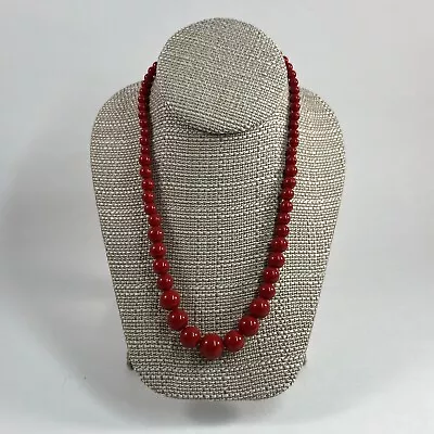 Buy Red Pearl Necklace For Women Faux Pearl Chunky Glass Beads Large Fashion Jewelry • 14.48£