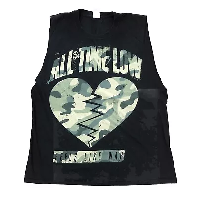 Buy Gildan Softspun Black Vest Tank Top Band All Time Low ‘Feels Like War’ Size L • 12.99£