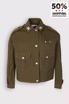 Buy RRP€750 COACH Cropped Military Jacket US4 UK8 IT40 S Rhinestones Shoulder Tabs • 79.99£