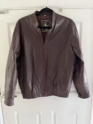 Buy NICO Genuine Dark Burgundy Leather Men’s Bomber Jacket Size 40 M • 14.99£