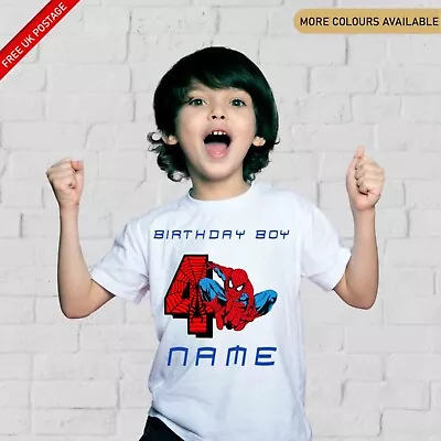 Buy Personalised Spiderman Birthday Kids T-Shirt Any Name Any Number Birthday Boy • 13.99£