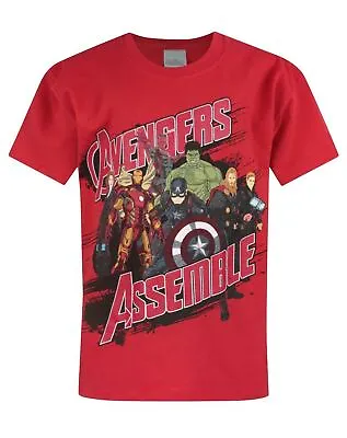 Buy Marvel Boys T-shirt Avengers Assemble Red Kids Superheroes Top • 10.99£