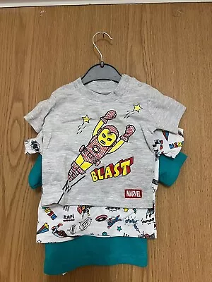 Buy New 3 Piece Marvel Short Sleeve T Shirts Size 0-3 Months • 11£
