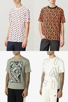 Buy Fila Mens Cotton Jersey Retro All Over Print T Shirt Top Tee TShirt S M L XL 2XL • 8.99£