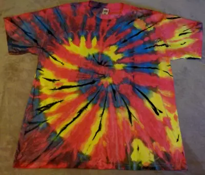 Buy Mens 100% Cotton Tie Dye T-shirt -  Bright Multicolour Spiral  Size Large, New. • 10.66£