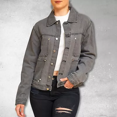 Buy Womens Denim Jacket Cotton Heavy Washed Jeans Coat Ladies Casual Stretch Top UK • 12.99£