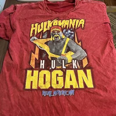 Buy Hulk Hogan T Shirt Hulkmania XL WWF Red Free P&P • 9£