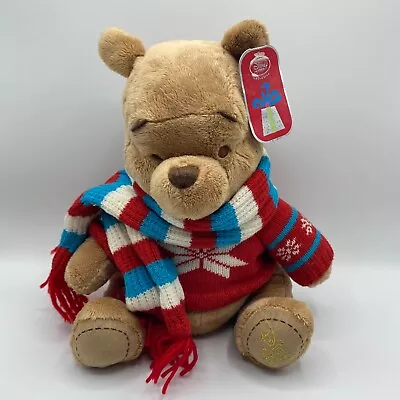 Buy Christmas Winnie The Pooh Disney Store 2008 Scarf Red Jumper Soft Toy Bear Plush • 19.95£