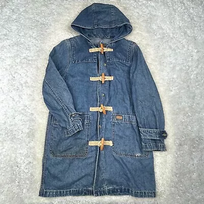 Buy Vintage Ralph Lauren Jean Jacket Womens Small Denim Hoodie Chore Toggle Buttons • 56.34£