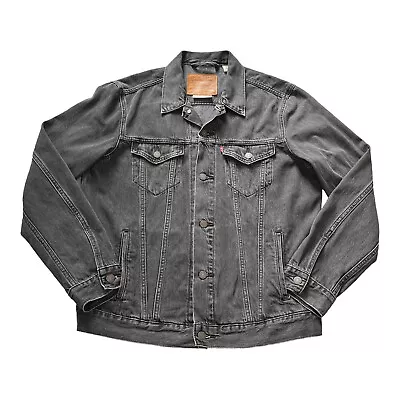 Buy Levi's Denim Jacket Mens L Large Charcoal Black Trucker Button Cotton Blend • 44.99£
