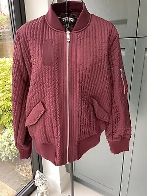 Buy Whistles Burgundy Quilted Bomber Jacket. Size L • 35£