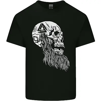 Buy Viking Skull With Beard And Valknut Symbol Mens Cotton T-Shirt Tee Top • 8.75£