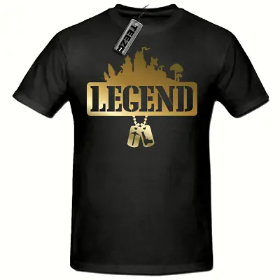Buy Battle Royale Dogtag Legend Gaming Tshirt, Gold Slogan Children's Tshirt • 5.99£
