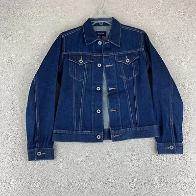 Buy Ring Bell Trucker Jacket Women's Size M Blue Long Sleeve Button Down Dark Wash • 15.38£