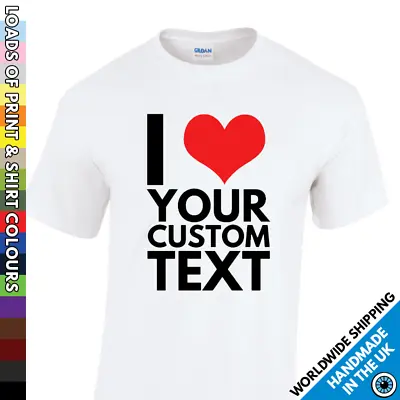 Buy Mens Custom Text T Shirt - I Heart Tshirt Personalised Gift Secret Santa Xmas • 8.99£