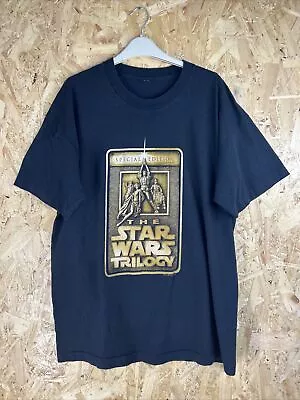 Buy Vintage Star Wars T Shirt Trilogy Black Single Stitch 1997 Men's Size XL • 19.99£