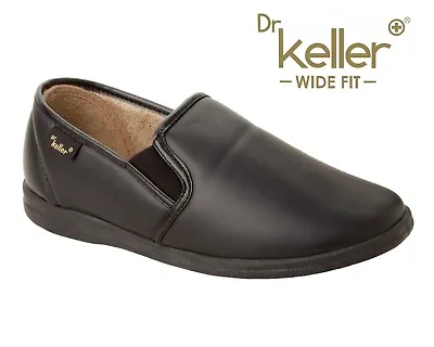 Buy Dr Keller Mens Black Wide Fit Diabetic Memory Foam Orthopaedic Slippers Size • 17.95£