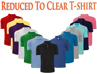 Buy Men Plain Polo Shirts Pique T Shirts Cotton Short Sleeve Casual Work S-5XL Lot • 5.99£
