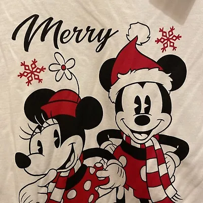 Buy Disney Minnie And Mickey  Christmas T Shirt Medium White New. • 5.49£