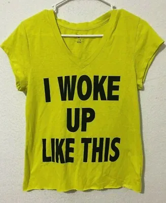 Buy Everlast Womens Short Sleeve Shirt, Yellow W/black Letters  I Woke Up Like This  • 13.36£
