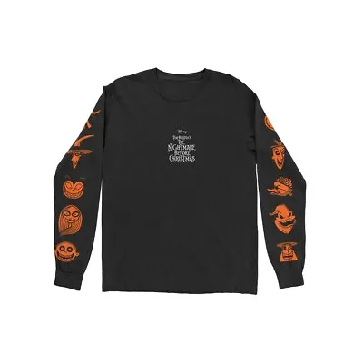 Buy Nightmare Before Christmas Orange Characters Long Sleeve Mens Black T-shirt Larg • 19.95£