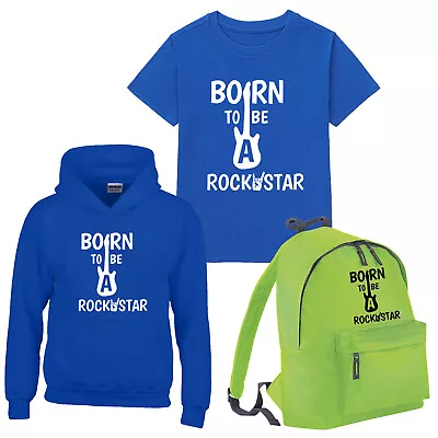 Buy Born To Be A Rock Star Kids T Shirt Funny Birthday Gift Hoody Boys Girls Bagpack • 6.98£