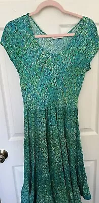 Buy SOFT SURROUNDINGS  Dress Knee Length Tiered Size M Green Short Sleeves • 17.99£
