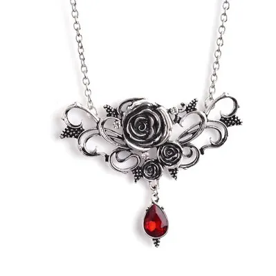 Buy Stunning Gothic Vampire Rose Necklace Red Teardrop Halloween Jewellery Gift • 6.49£