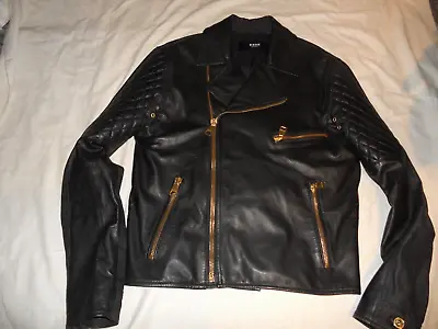 Buy Versus Versace Soft Rich Nappa Leather With Denim Biker Jacket Sz Uk38/M EUR 48 • 169.99£