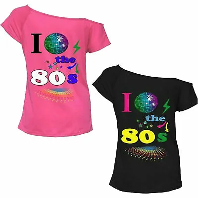 Buy Women's Ladies I Love The 80s Stars Globe Hen Party Top Retro Fancy T-shirt Top • 7.99£