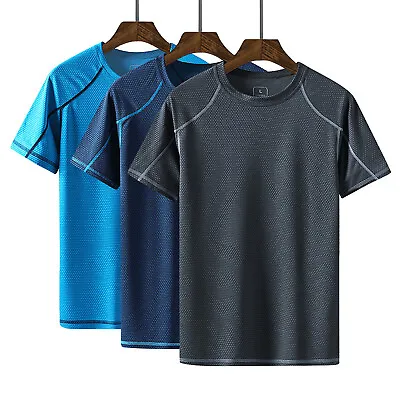 Buy 2023 Mens Rash Guard Swim Shirt Short Sleeve UV Shirt Athletic Quick Dry T-Shirt • 6£