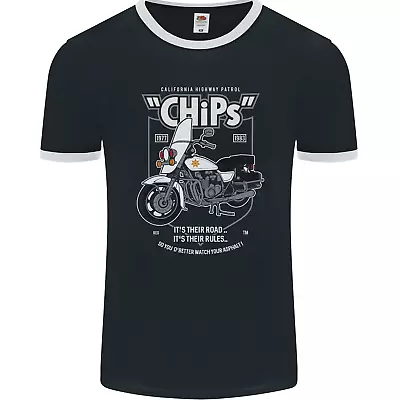 Buy Chips Police Motorcycle Drama Motorbike Mens Ringer T-Shirt FotL • 11.99£