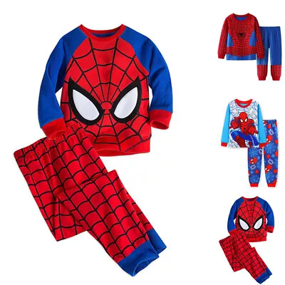 Buy Spiderman Kid Boys Long Sleeve T Shirt Pants Outfit Nighty PJs Nightwear Pyjamas • 1.99£