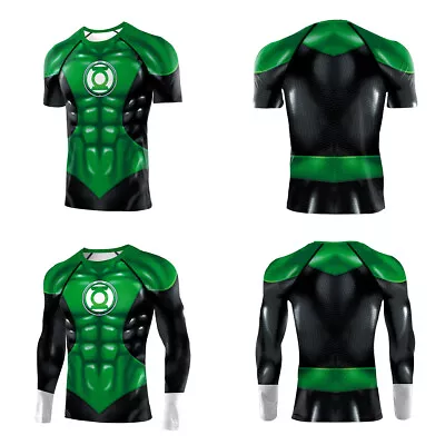 Buy 2022 Green Lantern 3D T-Shirt Cosplay Superhero Mens Tight Sports Tops Costumes • 12.60£