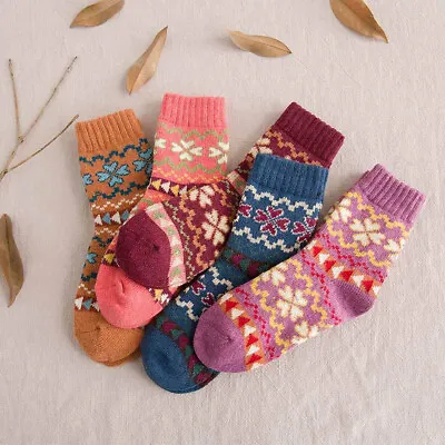 Buy 5 Pairs Women Ladies Thick Winter Socks Warm Soft Wool Nordic Novelty Sock UK • 5.99£