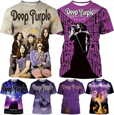 Buy Heavy Metal Rock Band Deep Purple 3D Print Women Men Short Sleeve T-shirt Tops • 10.79£