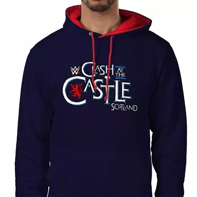 Buy Wwe Clash At The Castle Scotland Hoodie Navy Blue W/Red Size XS To 2XL • 39.99£