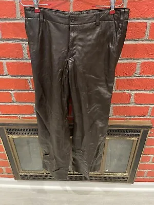 Buy Vintage Gap Brown 100% Leather Pants Size 10 • 66.31£