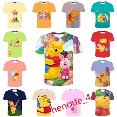 Buy Kids Boys Girls Winnie The Pooh Cartoon Casual Short Sleeve T-Shirt Tee Top Gift • 6.96£