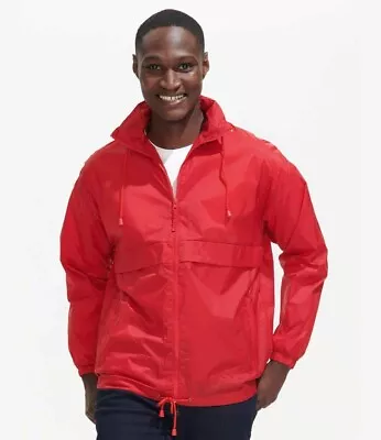 Buy Lightweight Shower Resistant Jacket Men's Unisex Windbreaker Foldable Red M XL • 10.99£
