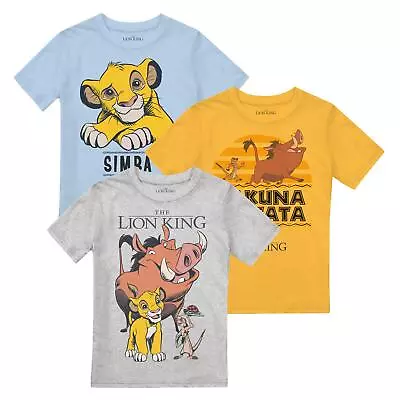 Buy Disney Boys T-shirt 3 Pack Lion King Simba Timon Pumba Tee 3-6 Years Official • 19.99£