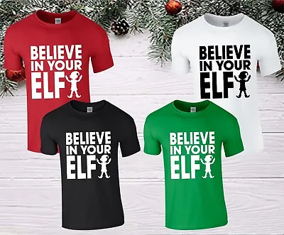 Buy Believe In Your Elf T-Shirt Cute Elf Christmas Season Xmas Party Holiday Tee Top • 11.99£