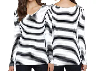 Buy Ellen Tracy Reversible Neckline 2 In 1 Soft & Comfy Size L Stripe White/Navy • 17.95£