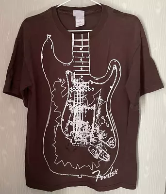Buy Hard Rock Cafe Fender Guitar Medium Brown T-Shirt • 5.99£