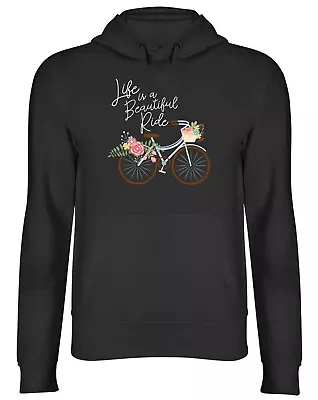 Buy Life Is A Beauitful Ride Floral Vintage Bike Mens Womens Hooded Top Hoodie Gift • 17.99£